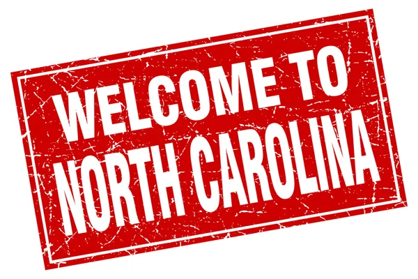 North Carolina red square grunge bem-vindo ao carimbo — Vetor de Stock