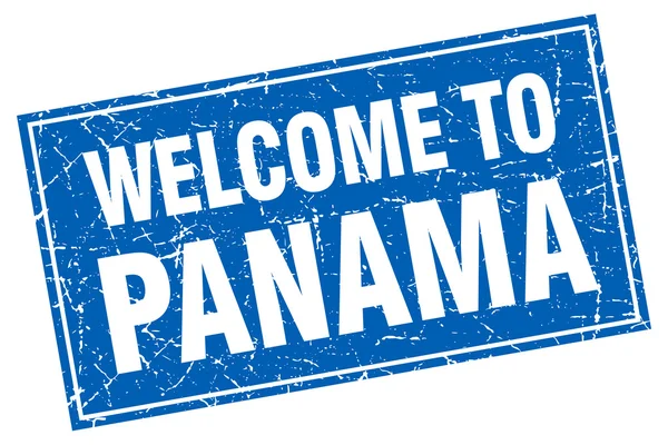 Panama carré bleu grunge Bienvenue à timbre — Image vectorielle