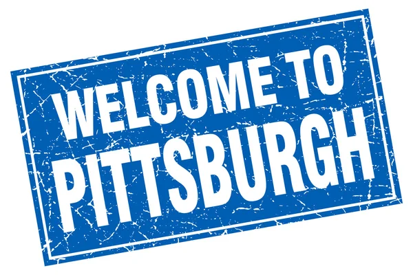 Pittsburgh kék négyzet grunge Üdvözöljük bélyegző — Stock Vector
