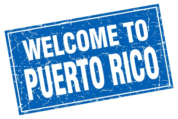 Grunge cuadrado azul de Puerto Rico bienvenido al sello — Vector de stock