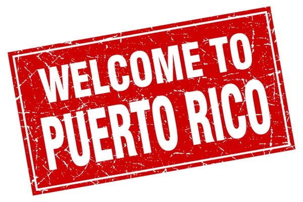 Grunge cuadrado rojo de Puerto Rico bienvenido al sello — Vector de stock