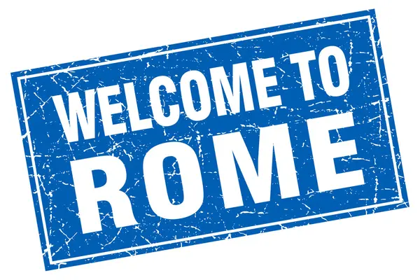 Roma piazza blu grunge benvenuto a timbrare — Vettoriale Stock