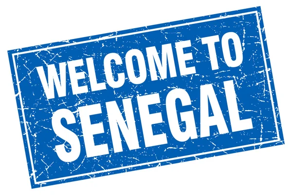 Senegal blue square grunge willkommen zum Stempeln — Stockvektor