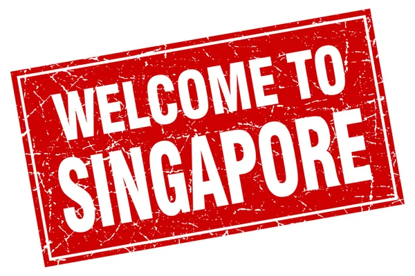Singapore piazza rossa grunge benvenuto a timbrare — Vettoriale Stock