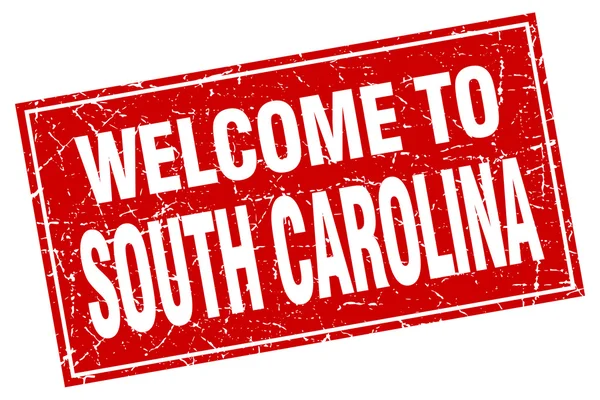 Grunge cuadrado rojo de Carolina del Sur Bienvenido al sello — Vector de stock