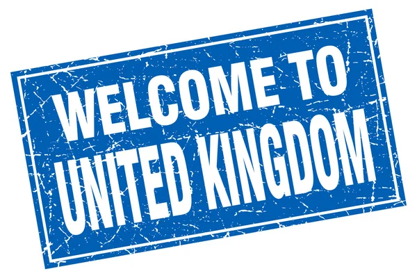Verenigd Koninkrijk blauwe vierkante grunge Welkom bij stempel — Stockvector