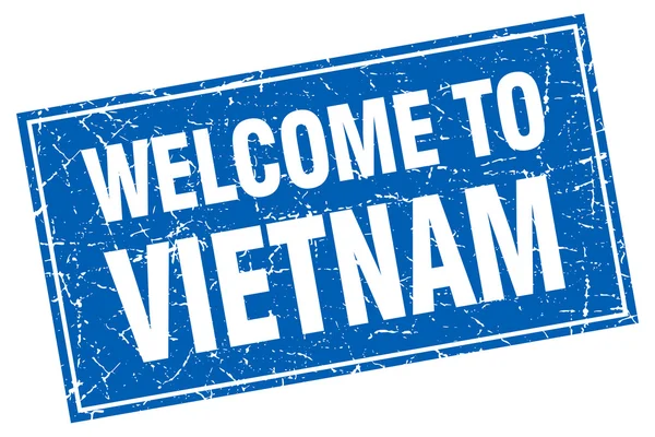 Vietnam blue square grunge willkommen zum Stempeln — Stockvektor