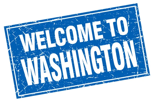 Washington blue square grunge welcome to stamp — Stock Vector