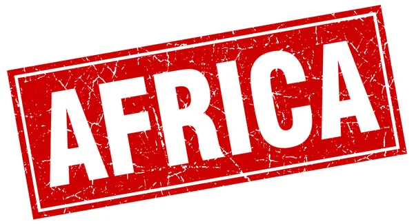 África vermelho quadrado grunge vintage isolado selo — Vetor de Stock