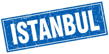 Istanbul mavi kare grunge vintage izole damgası