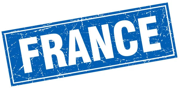 Frankrijk blauwe vierkante grunge vintage geïsoleerde stempel — Stockvector