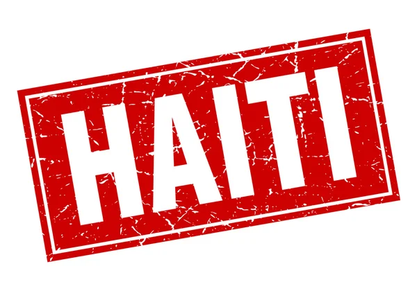 Haití grunge cuadrado rojo vintage sello aislado — Archivo Imágenes Vectoriales