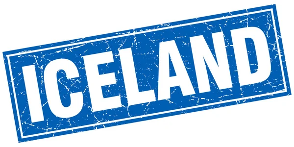 Islandia biru persegi grunge vintage perangko terisolasi - Stok Vektor