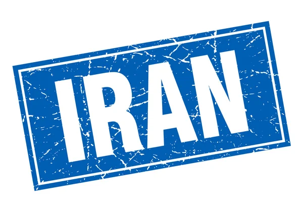 Iran blauwe vierkante grunge vintage geïsoleerde stempel — Stockvector