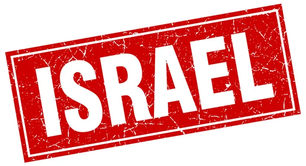 Izrael piros négyzet grunge vintage elszigetelt bélyegző — Stock Vector