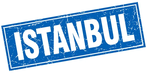 Istanbul blue square grunge timbre isolé vintage — Image vectorielle