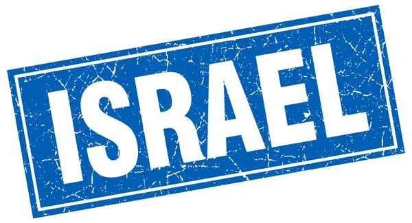 Israël blauwe vierkante grunge vintage geïsoleerde stempel — Stockvector