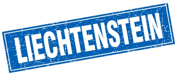 Liechtenstein mavi kare grunge vintage izole damgası — Stok Vektör