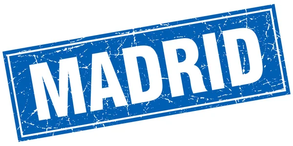 Sello aislado vintage Grunge cuadrado azul Madrid — Vector de stock