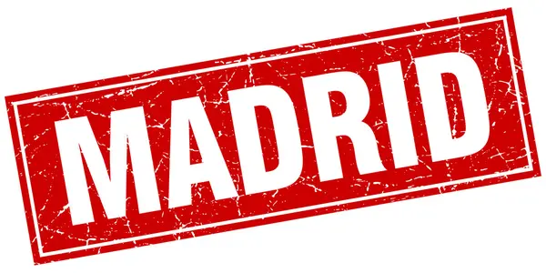 Madrid grunge cuadrado rojo vintage sello aislado — Vector de stock