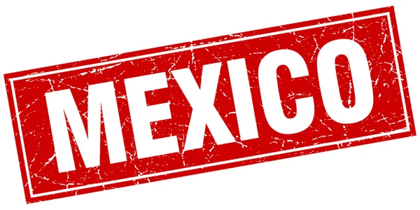 Mexikó piros négyzet grunge vintage elszigetelt bélyegző — Stock Vector