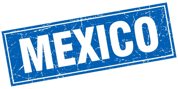 Μεξικό μπλε τετράγωνο grunge εκλεκτής ποιότητας απομονωμένες σφραγίδα — Διανυσματικό Αρχείο