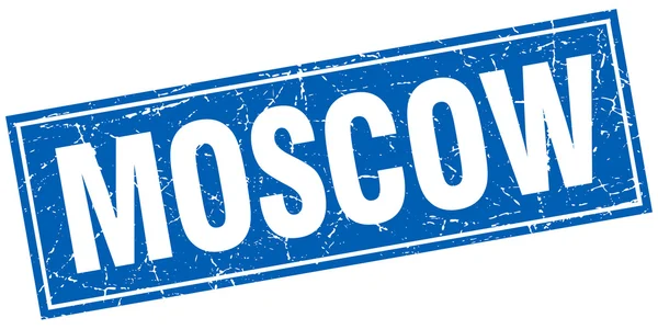 Moscou carré bleu grunge vintage timbre isolé — Image vectorielle