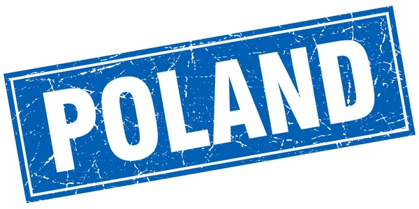 Polen blauwe vierkante grunge vintage geïsoleerde stempel — Stockvector