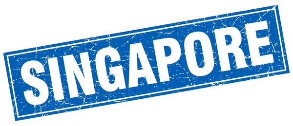 Singapore blauwe vierkante grunge vintage geïsoleerde stempel — Stockvector