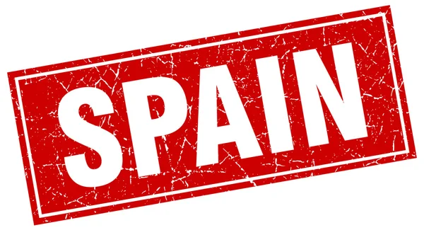 Espanha grunge quadrado vermelho vintage isolado selo —  Vetores de Stock
