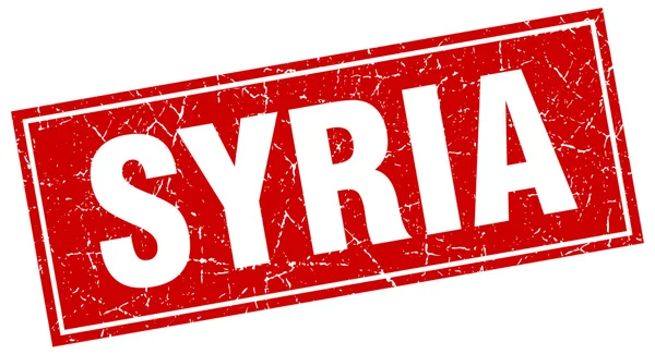 Síria grunge quadrado vermelho vintage selo isolado — Vetor de Stock
