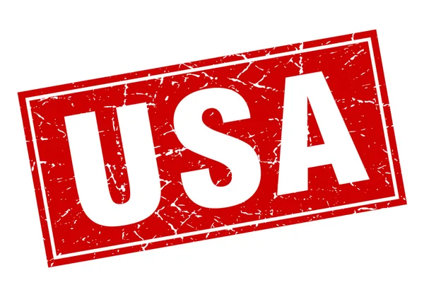 США красный квадратный гранж винтажная изолированная марка — стоковый вектор