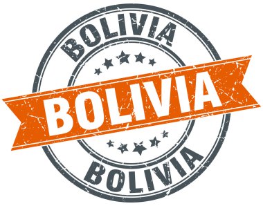 Bolivya kırmızı yuvarlak grunge vintage şerit damgası