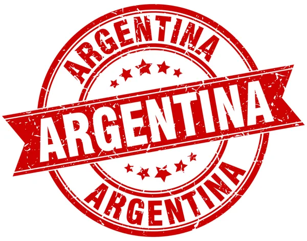 Argentina rosso rotondo grunge vintage nastro timbro — Vettoriale Stock