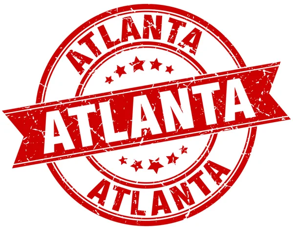 Atlanta czerwony okrągły tło wstążka wzór pieczęci — Wektor stockowy