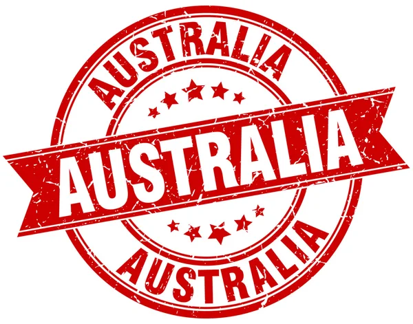 Australia czerwony okrągły tło wstążka wzór pieczęci — Wektor stockowy