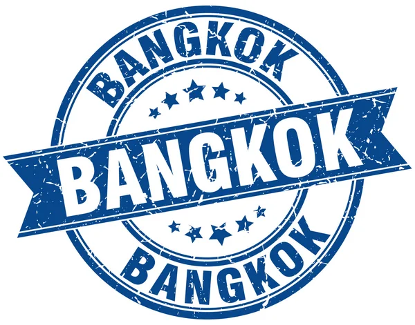 Bangkok-blau Runde Grunge jahrgang Multifunktionsleiste Stempel — Stockvektor