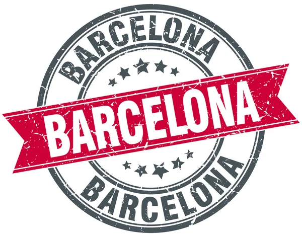 Barcelona červené kulaté razítko vintage stuha grunge — Stockový vektor