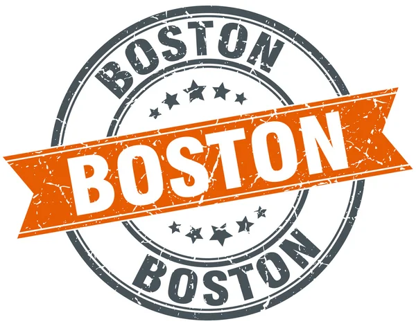 Boston červený kulatý razítko vintage stuha grunge — Stockový vektor