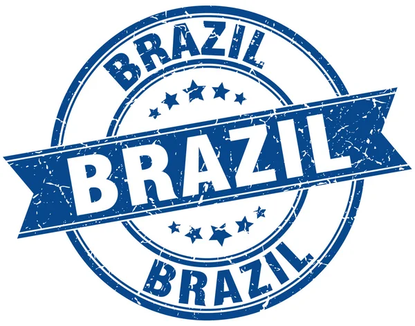 Brasil azul redondo grunge vintage cinta sello — Vector de stock