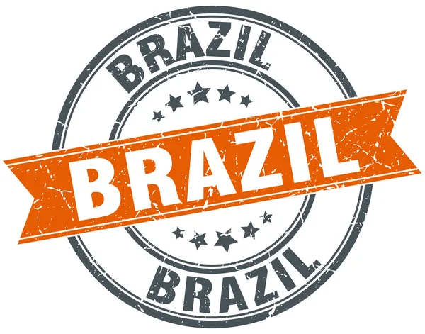 Brasil vermelho redondo grunge selo de fita vintage —  Vetores de Stock