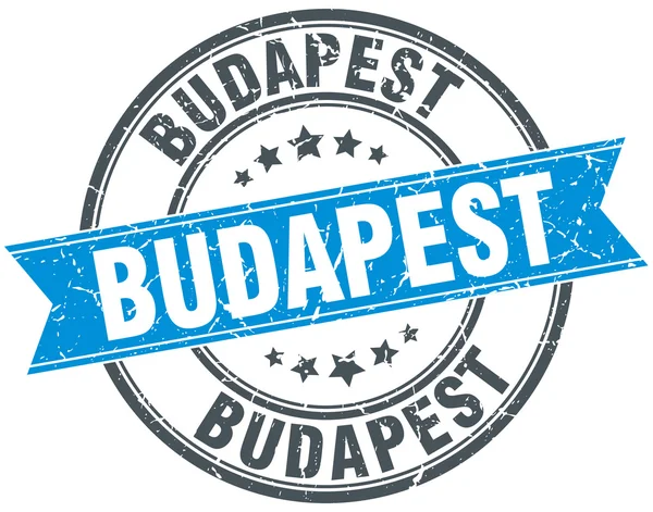 Budapest bleu rond grunge timbre ruban vintage — Image vectorielle