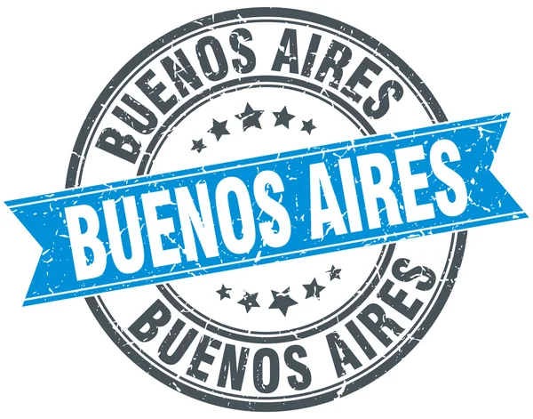 Buenos Aires blauwe ronde grunge vintage lint stempel — Stockvector
