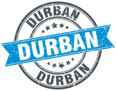 Durban mavi yuvarlak grunge vintage şerit damgası