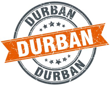 Durban kırmızı yuvarlak grunge vintage şerit damgası
