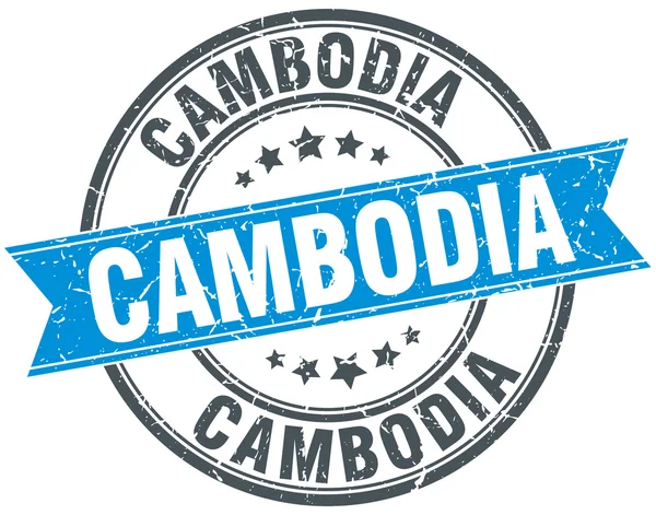 カンボジア ブルー ラウンド グランジ ビンテージ リボン スタンプ — ストックベクタ