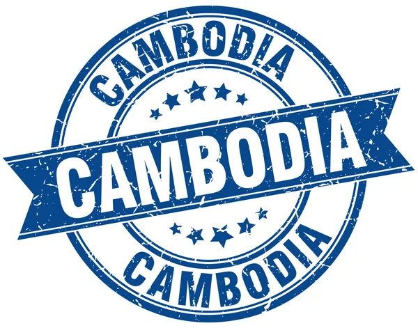 Cambodja blauw ronde grunge vintage lint stempel — Stockvector