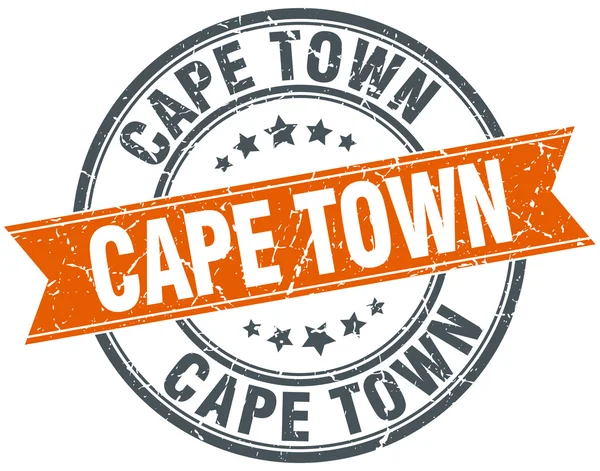 Cape Town czerwony okrągły tło wstążka wzór pieczęci — Wektor stockowy