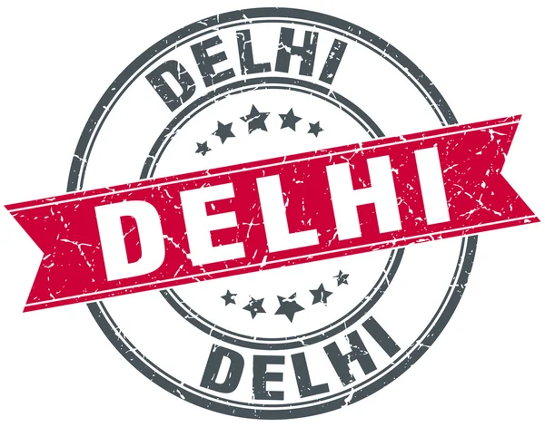 Delhi röda runda grunge vintage band stämpel — Stock vektor