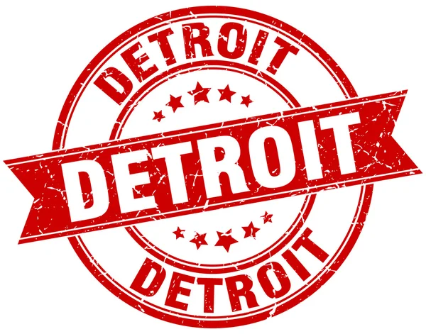 Detroit rojo redondo grunge vintage cinta sello — Vector de stock